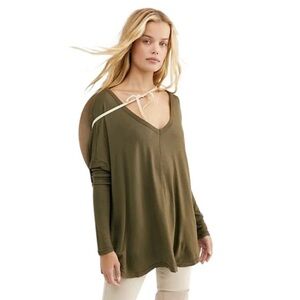 FREE PEOPLE Olive Oversized Moonshine Tunic Long Sleeve Top Size Medium